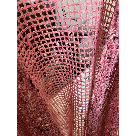 Lulu B Cardigan Top M Mesh Button Cover Up Sheer Asymmetrical Lagenlook Artsy - Picture 4 of 9